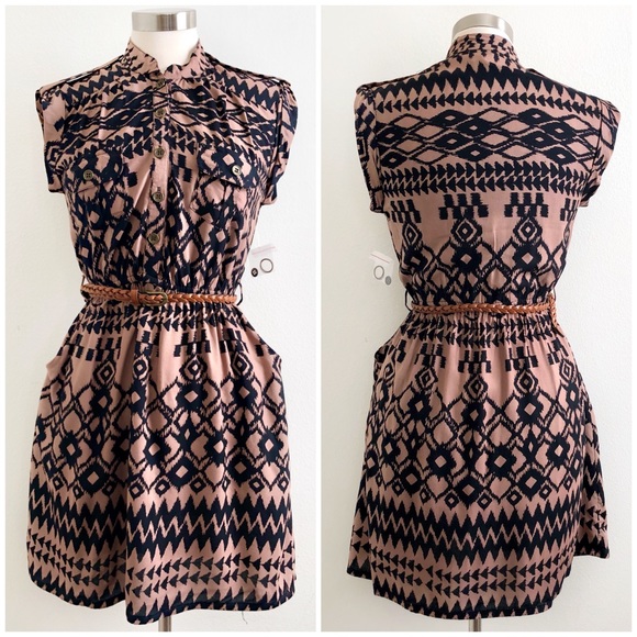 Angie Dresses & Skirts - NWOT Angie | Aztec Tribal Print Belted Dress